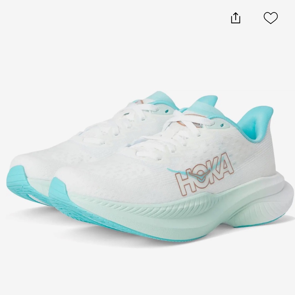 New $140 Hoka Mach 6 white Frost / rose gold sneakers running shoes gym 9.5